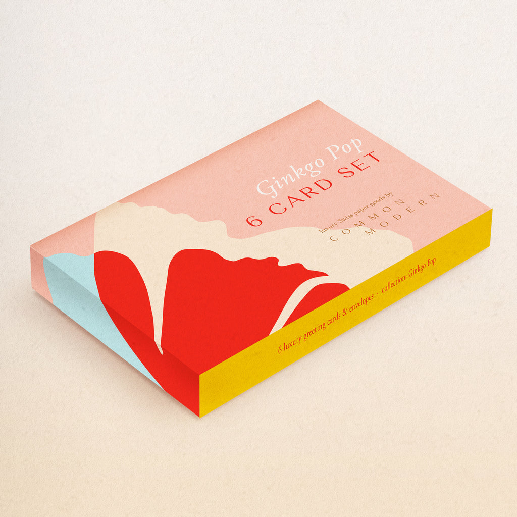 A Ginkgo Pop Note Card Set of greeting cards from modern stationery brand Common Modern