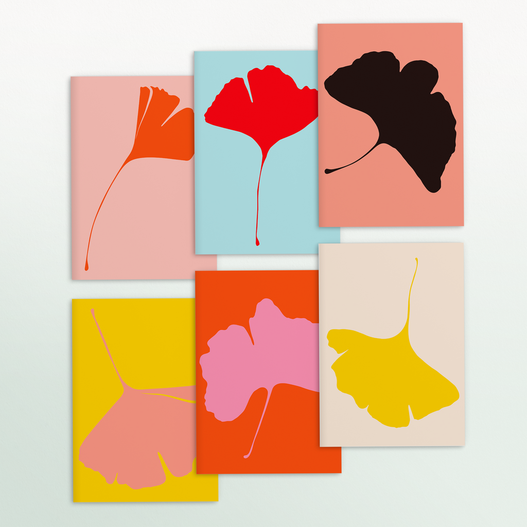 A Ginkgo Pop Note Card Set of greeting cards from modern stationery brand Common Modern
